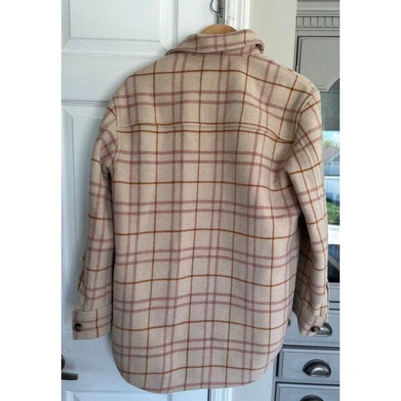 Anthropologie & Other Stories Oversized Shirt Jacket Plaid Cream Pink Size 4 - Picture 3 of 9